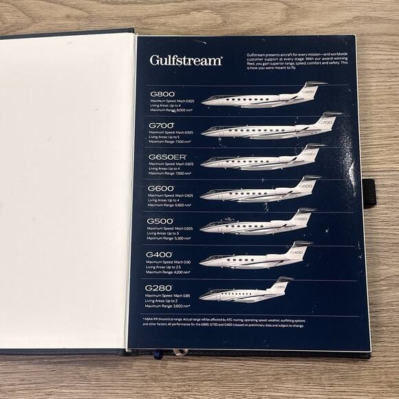 Gulfstream JournalBook NEW Large Bound Blue Leather Notebook 7” x 10” Aviation - Picture 3 of 9
